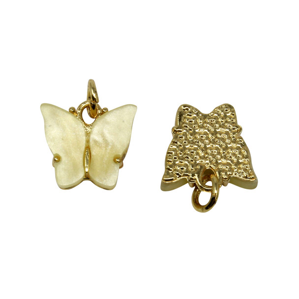 Resin Gold Plated 12mm Yellow Butterfly Charm