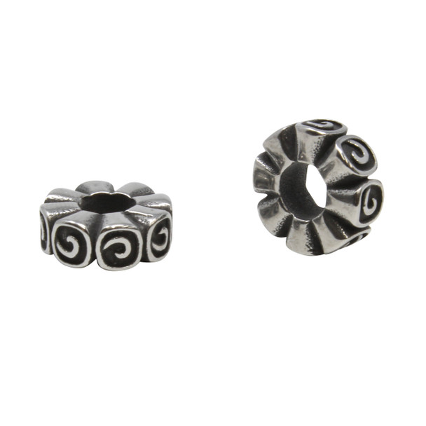 Stainless Steel 5x13mm Swirl Rondelle Bead