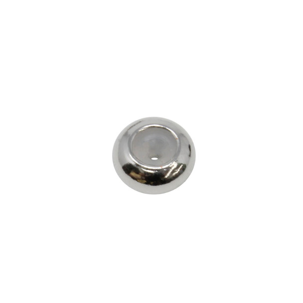 Rhodium Plated 8mm Silicone Rondelle Bead - 2mm Hole
