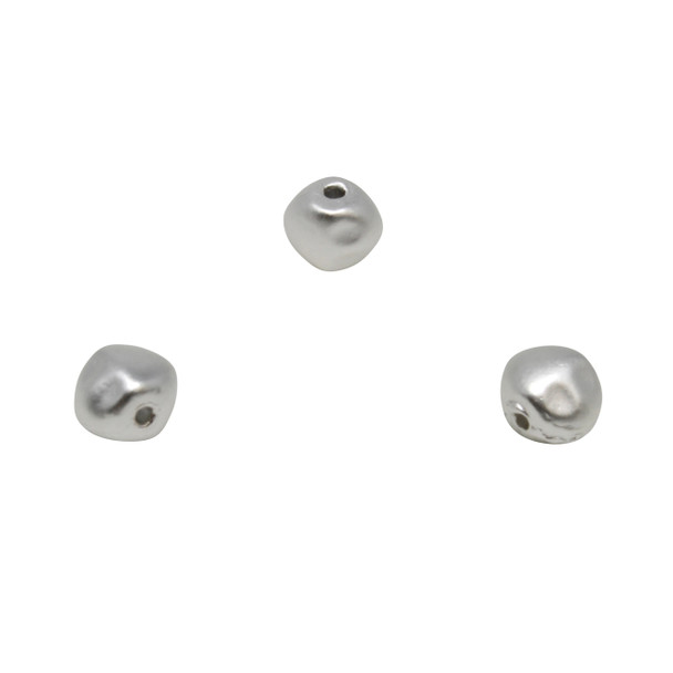 Silver Plated Satin 5x7mm Nugget Bead