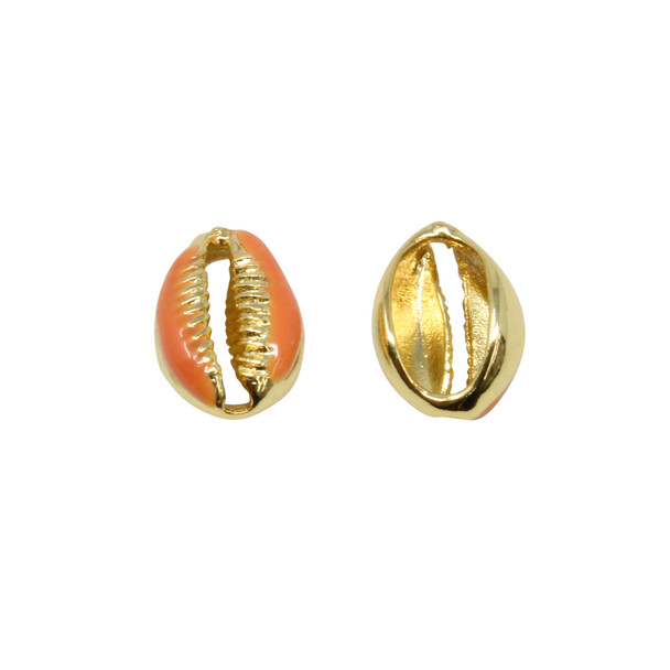 8x10mm Orange Metal Cowrie Shell