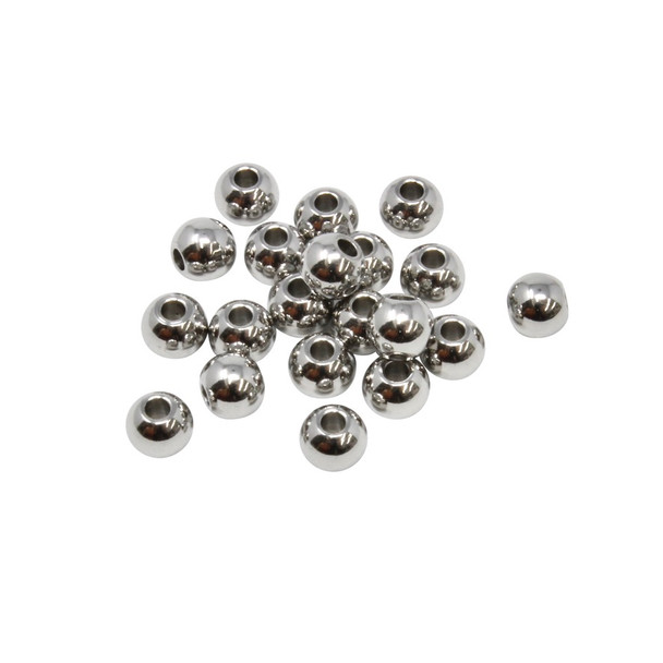 Stainless Steel Polished 4mm Round Beads - 20 Pieces