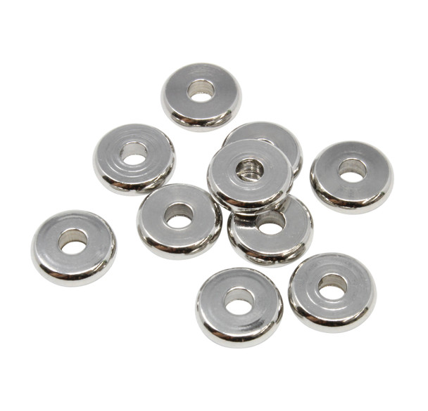 Stainless Steel Polished 10mm Drum Rondelle Beads - 10 Pieces