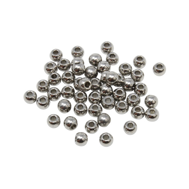 Stainless Steel Polished 3mm Round Beads - 50 Pieces