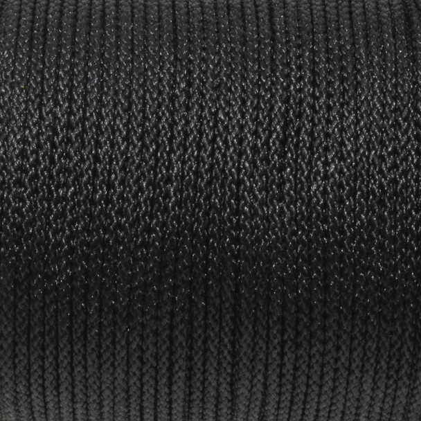 Black - 2mm Braided Polyester Cord - Sold by the Foot