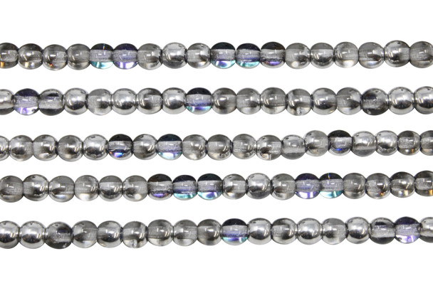 Czech Glass 4mm Round -- Silver Blue Crystal
