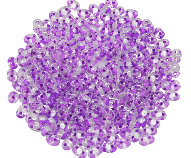 Matubo Mini SuperDuo -- Crystal / Light Purple Lined