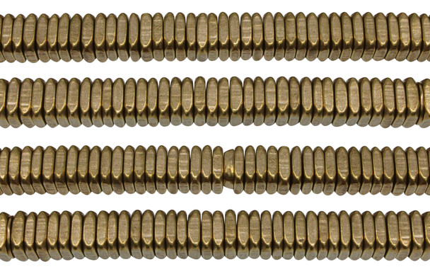 Brass 8x2mm Faceted Square Rondelle Heishi