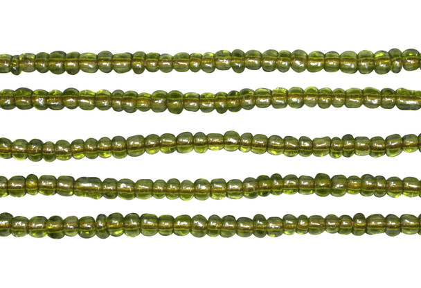Vintage Maasai Glass Beads Polished 4x2-4mm Semi Round - Green Luster
