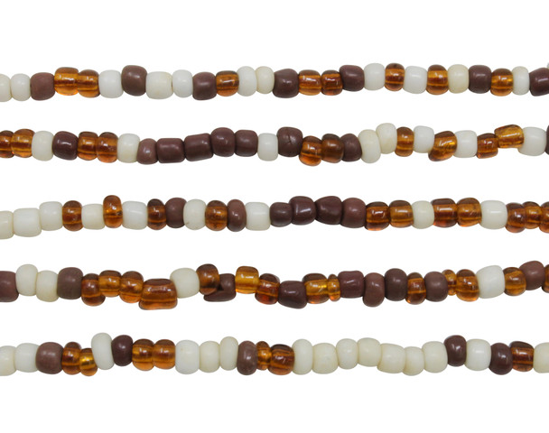 Vintage Maasai Glass Beads Polished 4x2-4mm Semi Round - Brown / White