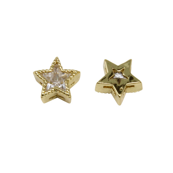 Gold 7mm Micro Pave Star Bead