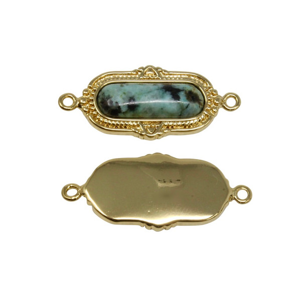 African Turquoise Polished 18k Gold Plated 12x27mm Connector