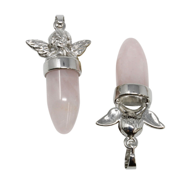 Rose Quartz 16x20mm Angel Column Drop Pendant