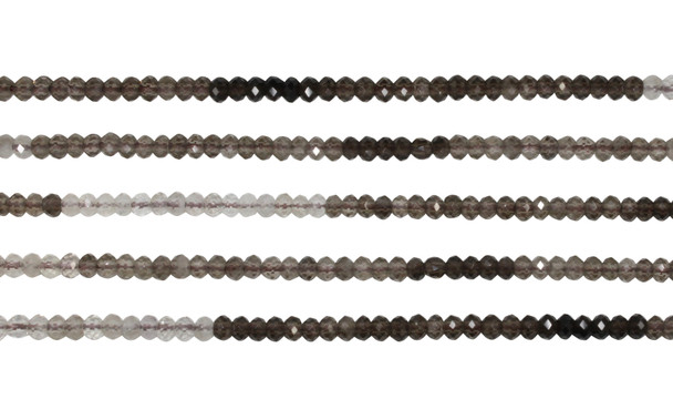 Smoky Quartz Polished Banded 2x3mm Faceted Rondelle