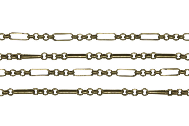Antique Brass 8.5x3.1mm Figaro Chain - Sold by 6 Inches