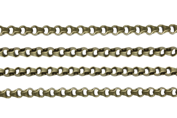 Antique Brass 5.5x3.8mm Bicycle Box Rolo Chain - Sold by 6 Inches