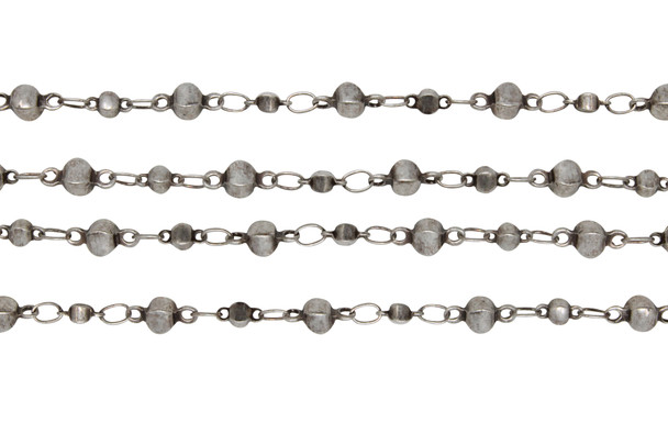 Antique Silver 5.8x2.5mm Alternating Disc Chain - Sold by 6 Inches