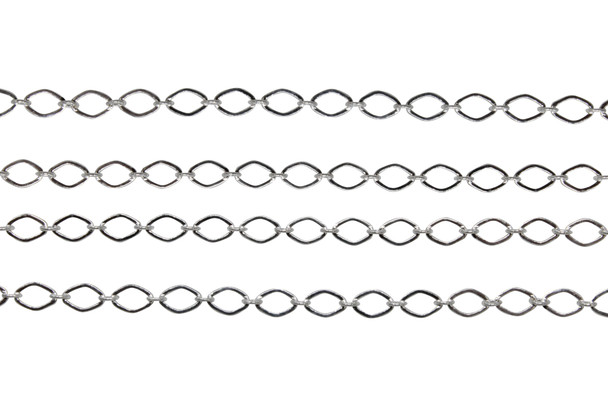 Silver 4x3mm Oval Link Cable Chain - Sold By 6 inches