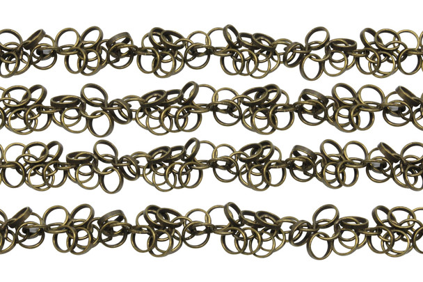 Antique Brass 5mm Cluster Chain - Sold By 6 Inches