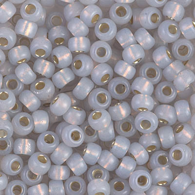 Size 6 Miyuki Seed Beads -- 576 Grey Opal / Gilt Lined