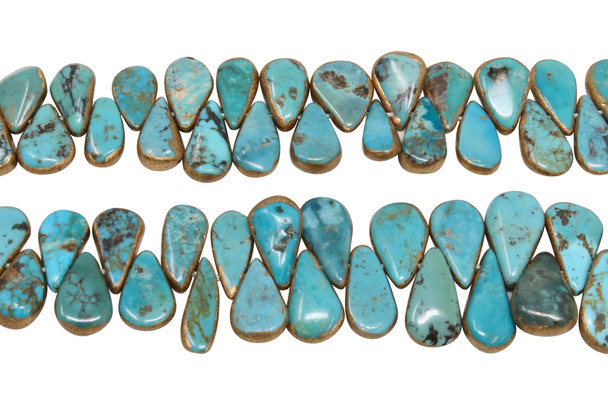 Natural Turquoise Blue Graduated Gold Edge Tear Drop