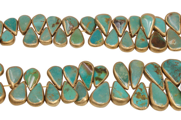 Natural Turquoise Green Graduated Gold Edge Tear Drop