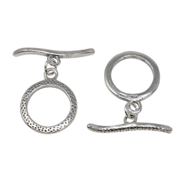 Sterling Silver 17mm Dotted Toggle - 1 Set