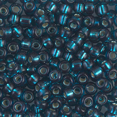 Size 6 Miyuki Seed Beads -- 1425 Dyed Blue Zircon / Silver Lined