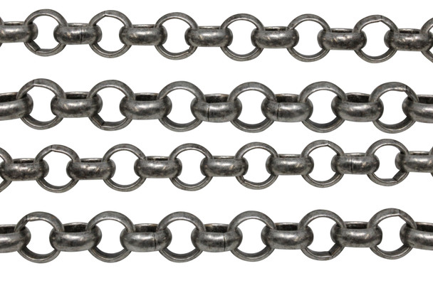 Antique Silver 11mm Rolo Chain- Sold By 6 Inches