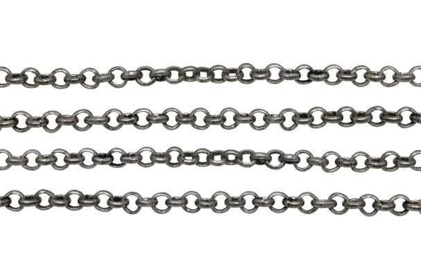 Antique Silver 4mm Rolo Chain- Sold By 6 Inches