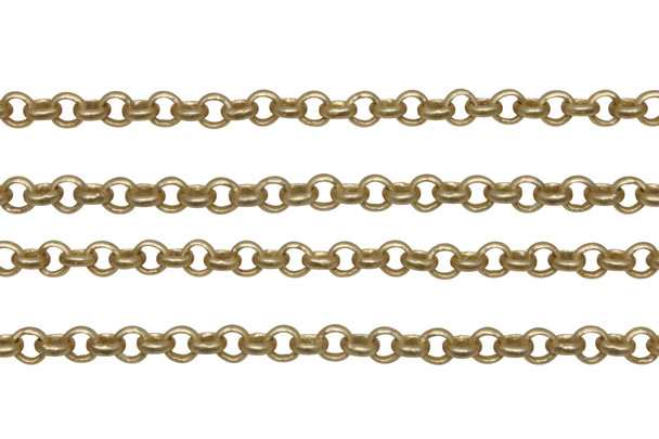 Satin Hamilton Gold 4mm Rolo Chain- Sold By 6 Inches