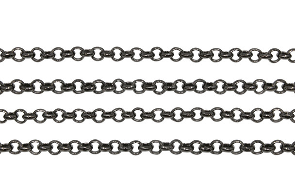 Gunmetal 4mm Rolo Chain- Sold By 6 Inches