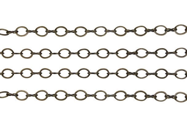 Antique Brass 5.4x4.4mm Oval & 5.2x3mm Figure 8 Chain - Sold By 6 Inches