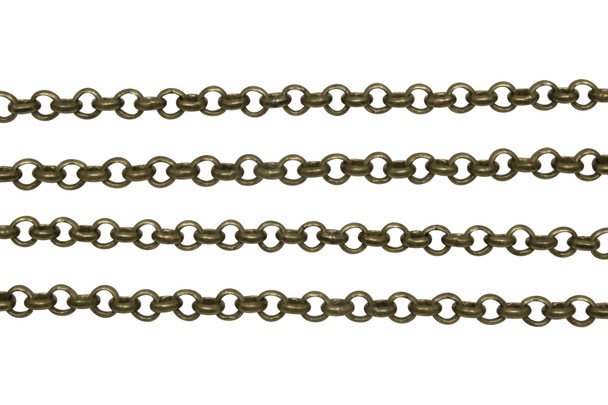 Antique Brass 4mm Rolo Chain- Sold By 6 Inches