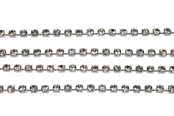 Silver 3mm Crystal Rhinestone Cup Chain - Sold By 6 Inches