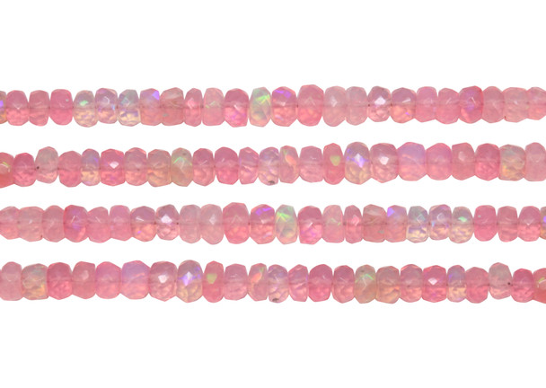 Ethiopian Opal Polished Pink 4-5.5mm Faceted Rondel - Graduated