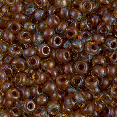 Size 6 Miyuki Seed Beads -- 4501 Picasso Transparent Saffron