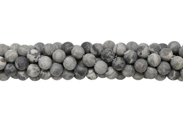 Grey Crazy Lace Agate Matte 8mm Round