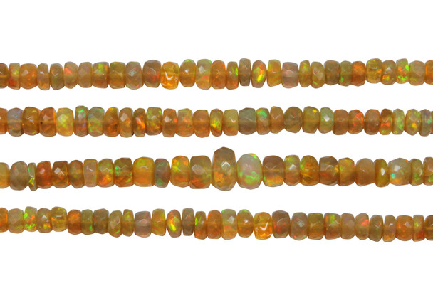 Ethiopian Opal Polished 3-6mm Golden Faceted Rondelle - Graduated