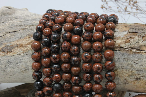 Natural Mahogany Obsidian Polished 10mm Round