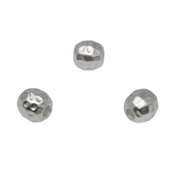 Silver Plated Satin 8mm Faceted Round Bead