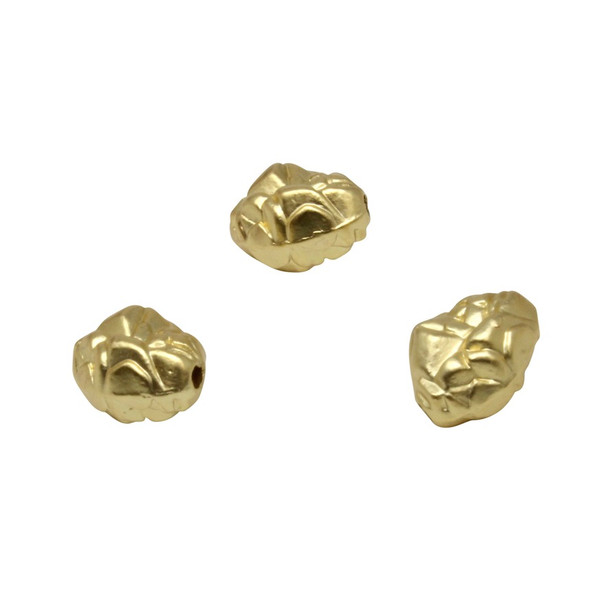 Gold Plated Satin 8x12mm Carved Nugget Bead