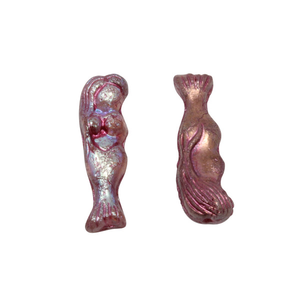Czech Glass Mermaid - Transparent Metallic Pink Wash