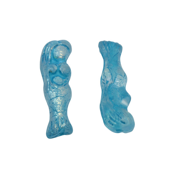 Czech Glass Mermaid - Malibu Blue Etched and AB Finish