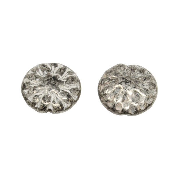 Czech Glass 14mm Dahlia Flower - Antique Silver with White Wash