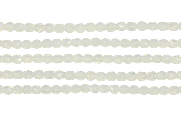 Fire Polish 4mm Faceted Round - Milky Jonquil