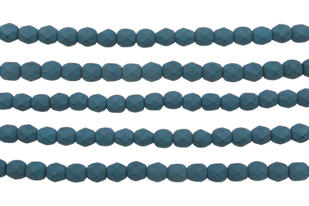 Fire Polish 4mm Faceted Round - Saturated Navy