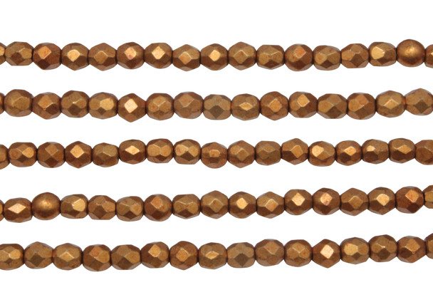 Fire Polish 4mm Faceted Round - Saturated Metallic Hazel