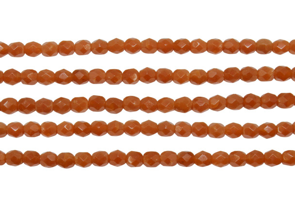 Fire Polish 4mm Faceted Round - Milky Caramel