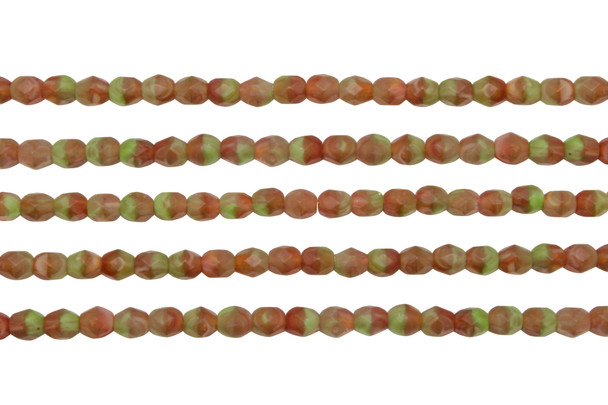 Fire Polish 4mm Faceted Round - Hurricane Glass Matte Cactus Fig